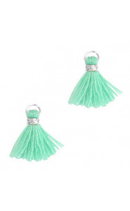 Mini Tassel 1.2cm - Silver-ocean blue